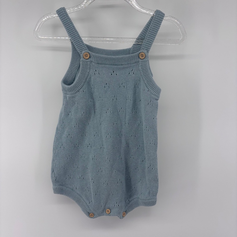 Little Planet by Carter's Baby Blue Knit Romper Sleeveless‎ Jumpsuit 12M